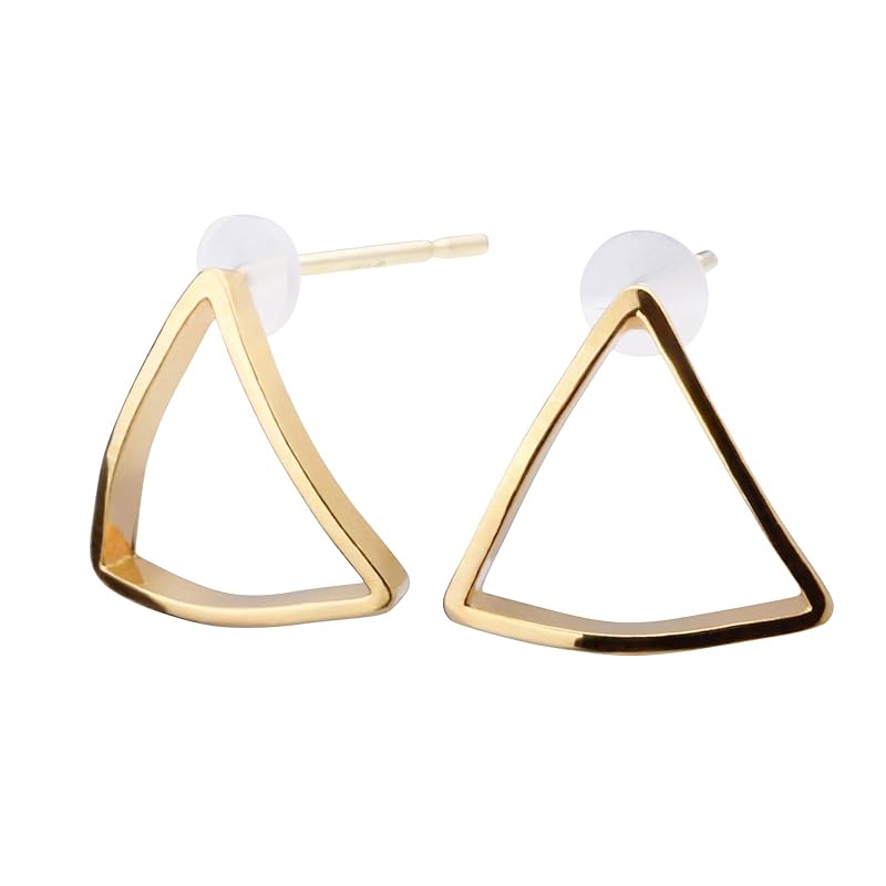 

LOKUMI earrings made in Japan 18k gold K18 post K18 Compatible with metal allergies triangle frame ladies simple stud triangle small Small size