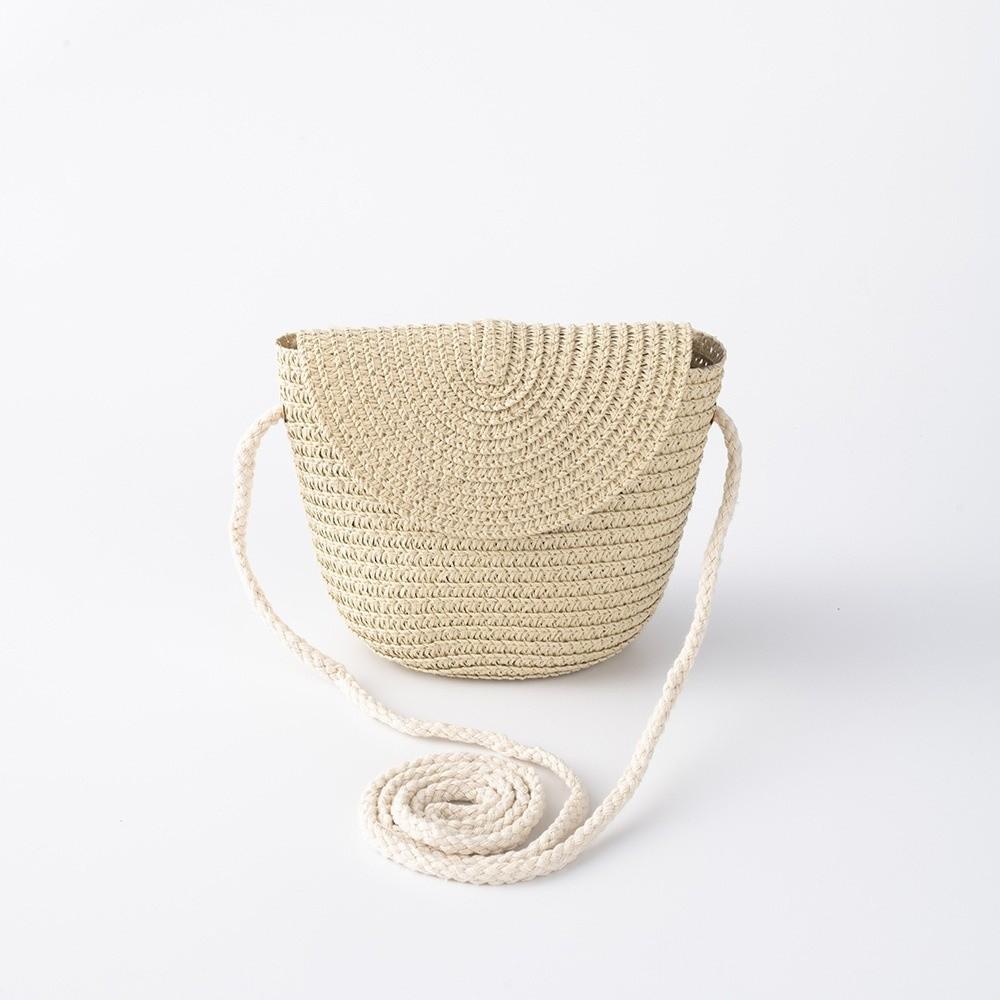 Shell Shape Kid Woven Crossbody Bag Pure Color Rattan Bag Cute Children Straw Bag  Girls
