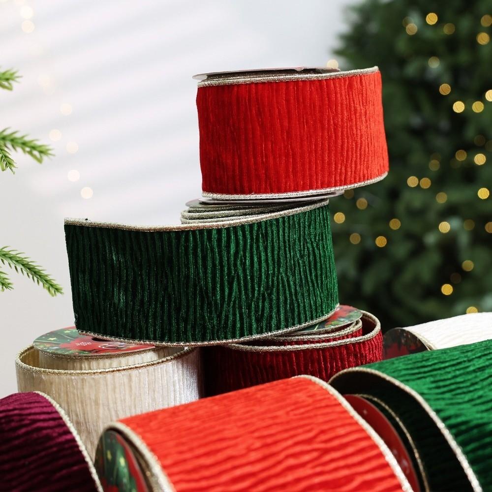 Velvet Christmas Ribbon 8.9cm Width Gift Webbing DIY Craft Bow Material Xmas Tree Wreath
