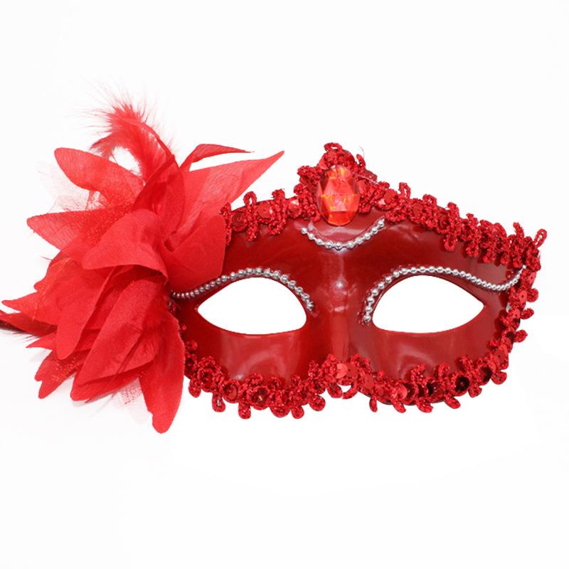 Glitter Half Face Floral Masquerade Mask Woman Venice Mask Halloween Costume Accessories For Cosplay Party