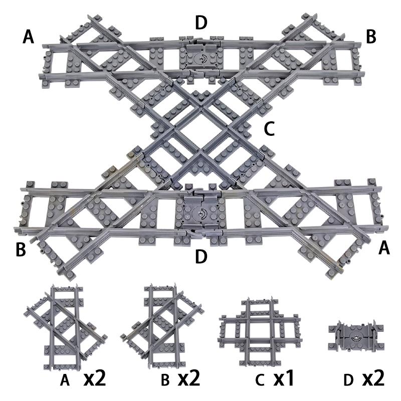 Creative Expert Ideas City Train Single Slip Switch R40 Crossings Rails Tracks Bricks Building Blocks DIY Toys Kids Gift