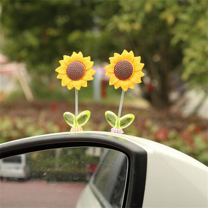 Car Ornaments NEW 5pcs Cute Sunflower Design Car Dashboard Car Window Edge Decoration Car Interior Decoration Accessories