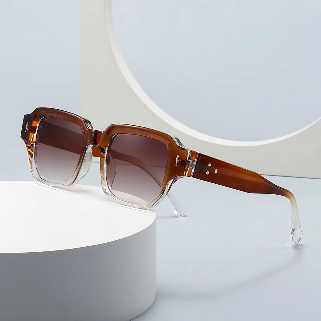 Women Rivets Square Sunglasses Fashion Men Shades UV400 Men Retro Sun Glasses