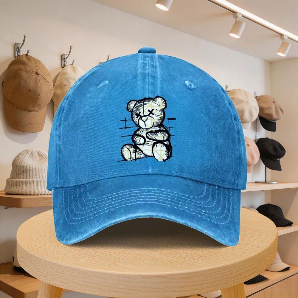 Mens Baseball Cap with GraffitiStyle DeadEye Bear Pattern Fashionable Casual Hat Adjustable for SpringAutumn Outings Tr