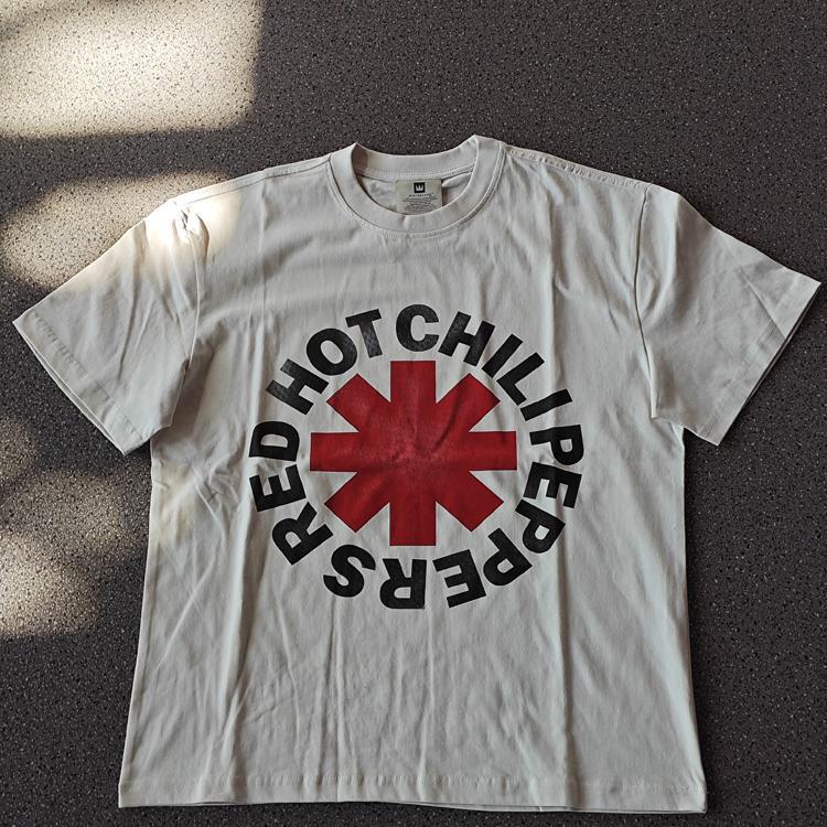 Men's Vintage Distressed Red Hot Chili Peppers Abstract Pattern T-Shirt