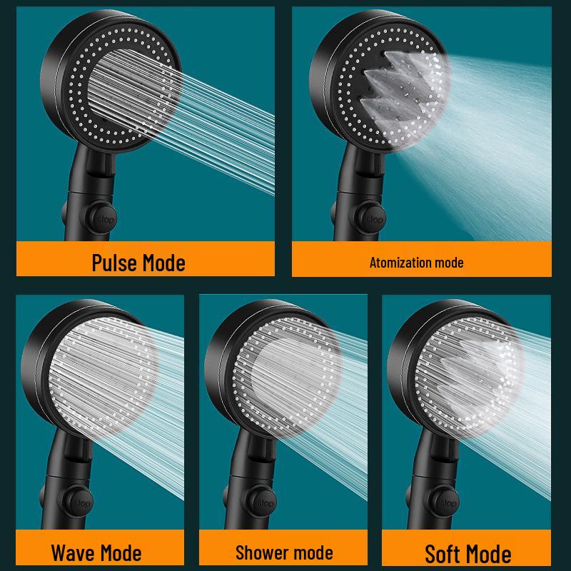 Black Warrior Multi-Function Matte Black Handheld Shower Head Set