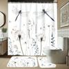 4-Pack Dragonfly, Dandelion, Plant Pattern Shower Curtains With Hooks, Bathroom Partition Curtains, Home Decor