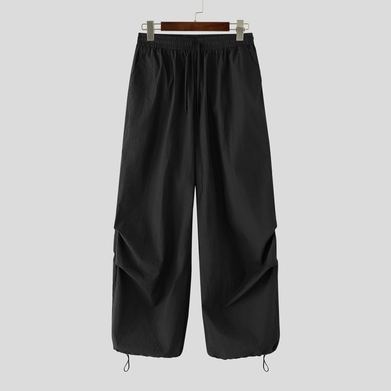 

INCERUN Мужские эластичные брюки карго с кулиской по низу, повседневные, тонкие, длинные 3XL чёрный