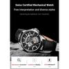 AILANG Men Automatic Mechanical Wristwatch Hollow Skeleton Dial Stainless Steel Band Business Sport Male Watch