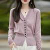 Damen Strickjacke mit langen Ärmeln, V-Ausschnitt, Eleganter Strickpullover
