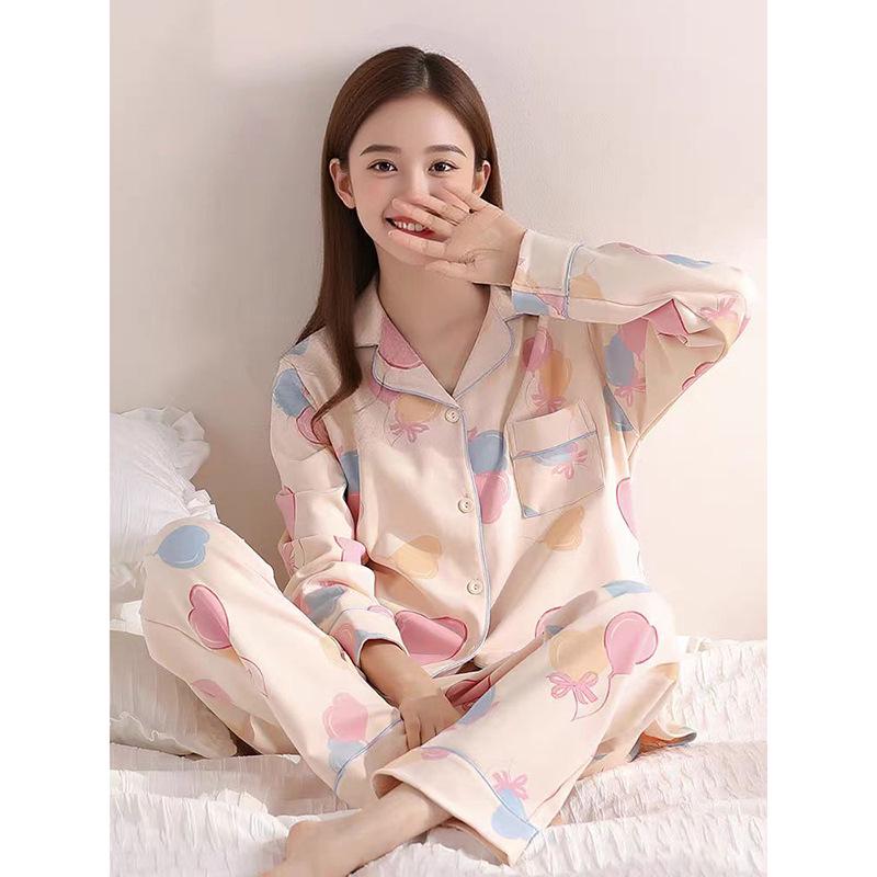 

2025 Women s Pink Heart Velvet Pajama Set - Long Sleeve Homewear for Spring, Autumn, Winter Medium