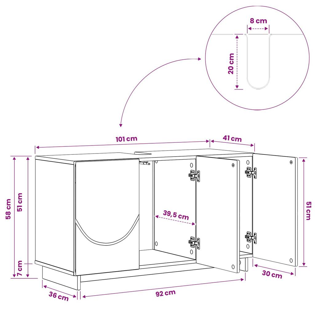 Bathroom Cabinet White 101 X 41 X 58 Cm Engineered Wood
