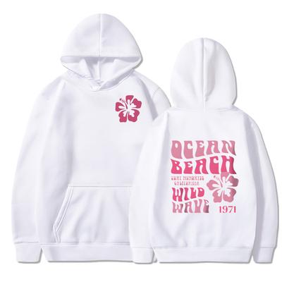 Felpe con cappuccio stampate Y2K con onde selvagge da spiaggia per donna, moda estetica, floreale rosa, streetwear, autunnali, a maniche lunghe, felpa hip hop
