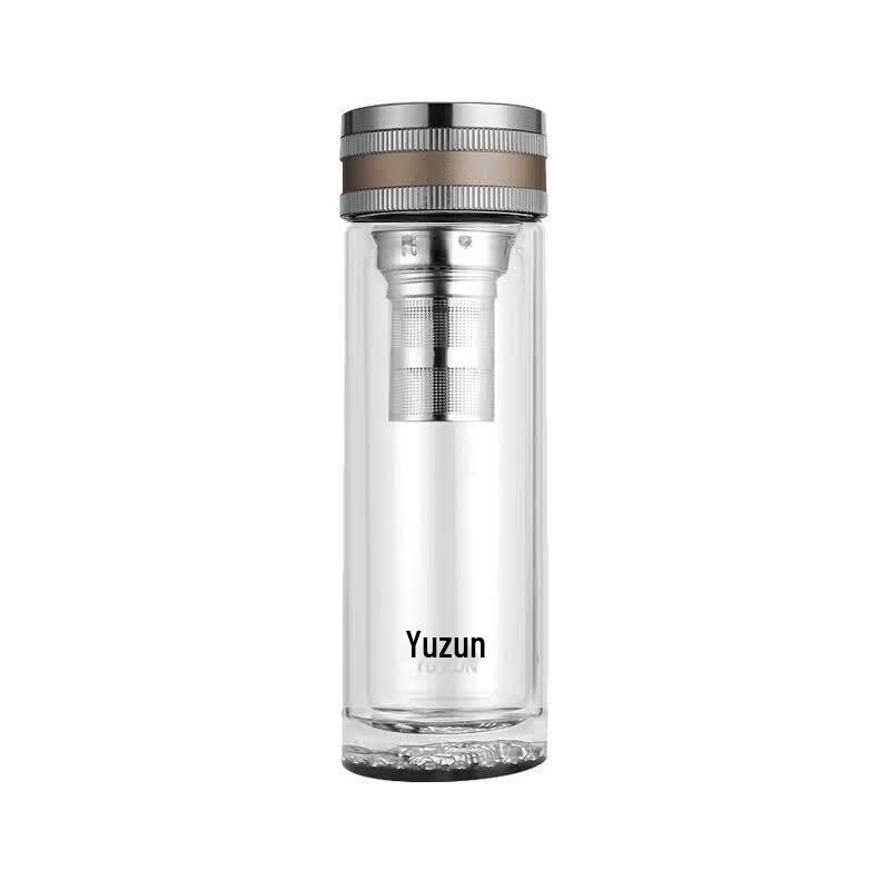 YUZUN Double Wall Glass Tea Bottle with Infuser