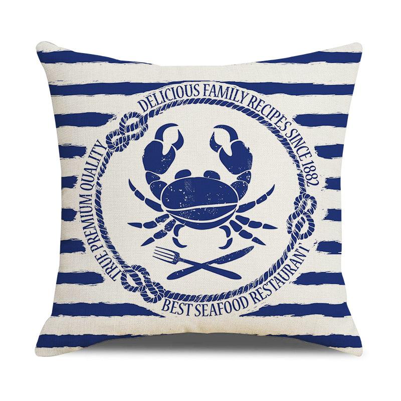 Nordic Nautical Blue Striped Pillow Marine Linen Cushion Cover New Home Soft Accessories