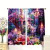 2pcs Dreamy Mushroom Floral Curtains   Polyester   Home Decor   Rod Pocket   Window Treatment for Living Room   Kids Room