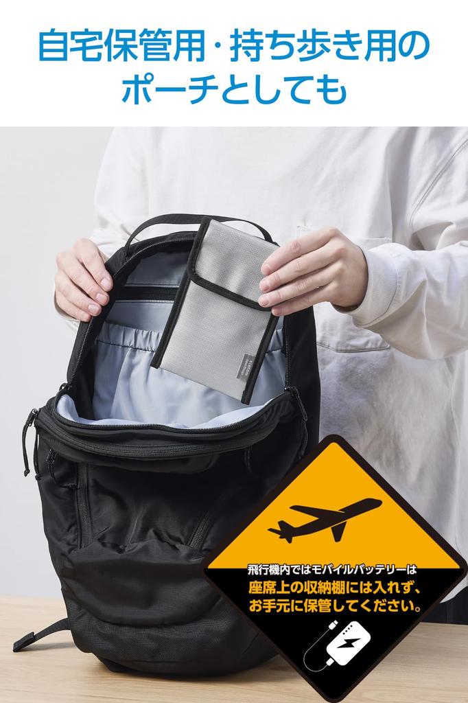 ELECOM Foldable with Medium Flame-Retardant Pouch, Type, Pocket, Size, Gray, BMA-MBP01MGY