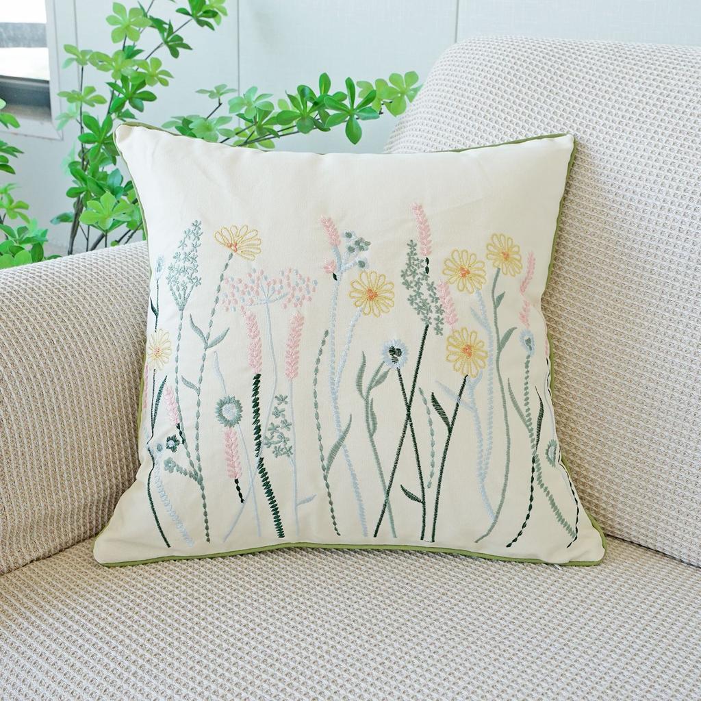 45x45cm Cotton Sofa Pillowcase Cojines Decoration Living Room Floral Embroidery Throw Cushion Cover Headboard Pillowcases