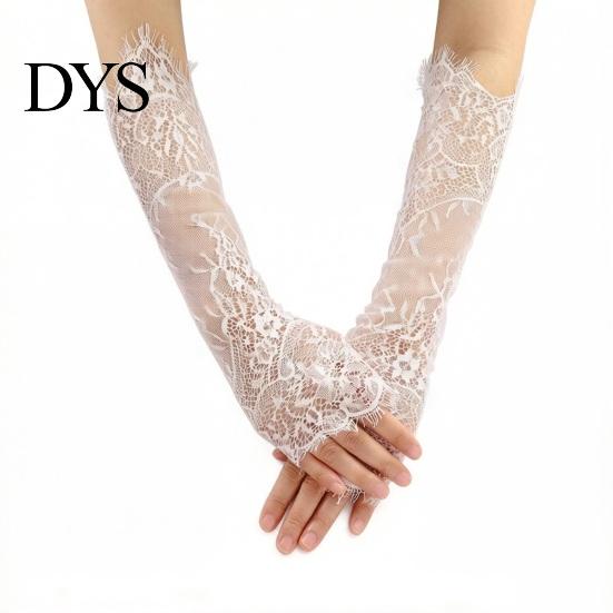 Wedding Gloves Bridal Lace Women Arm Sleeves Elegant Long Elbow Length Fingerless or Five-Finger for Prom Tea Party