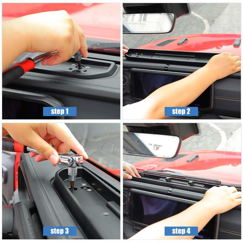  Central Control Panel Phone Holder Organizer Storage Box Container For Jeep Wrangler JL JT Gladiator 2024 Up Stowing Tidying Accessories