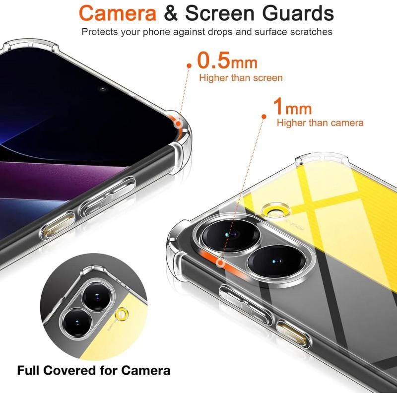 Skirta Xiaomi POCO X8 Pro X8Pro Max X8ProMax Trubo 5 Sustiprinti kampai Skaidrus minkštas TPU Apsauga nuo kameros Galiniai telefono dėklai Dangtelis