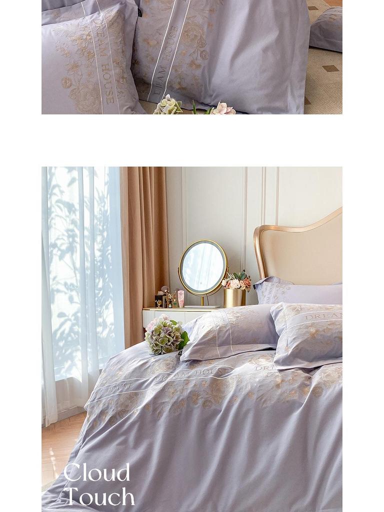 Luxury French Cotton Flannel Bedding Set: 4-Piece Thick Warm Duvet Cover & Fitted Sheet for Autumn/Winter.
