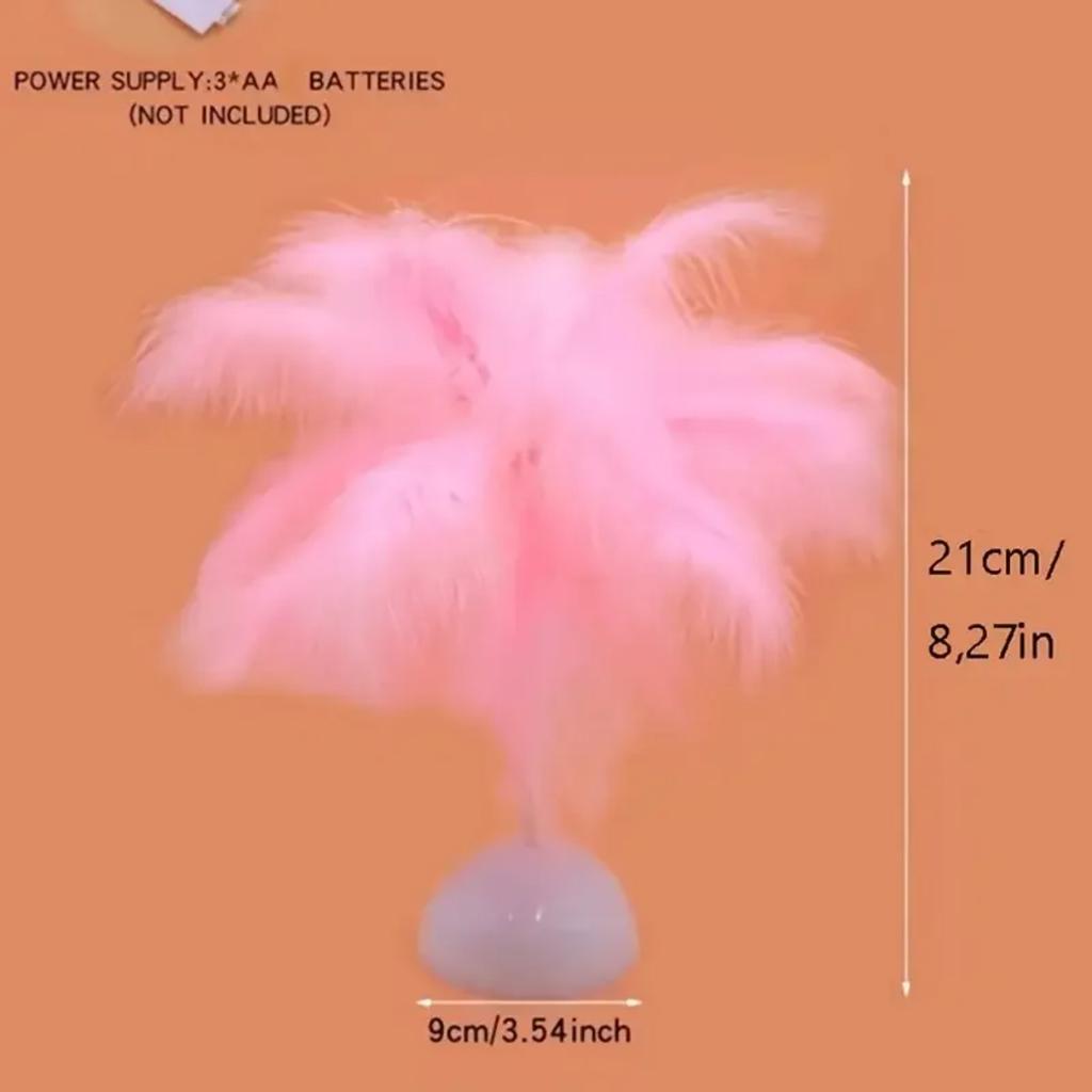 New LED Table Lamp Bedroom Decorative Light Romantic Birthday Light Feather Lamps Dining Table Night Lights (Without Battery)