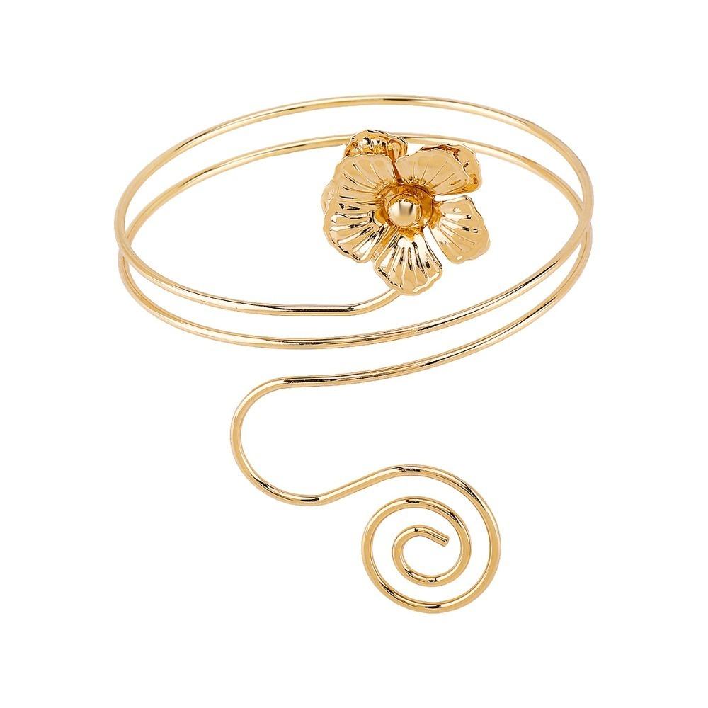 Butterfly Opening Cuff Bracelets Leaf Circle Upper Arm Bracelet Flower Armband Arm Chain  Party