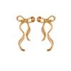 Metal Wind Bow Earrings Niche Sweet Temperament Butterfly Streamer Earrings Women'S Long Stud Earrings