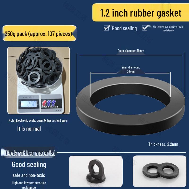 Rubber Flat Washer Set: Waterproof Pads for Shower Hoses and Faucets - Sizes 3/8", 1/2", 3/4", 1