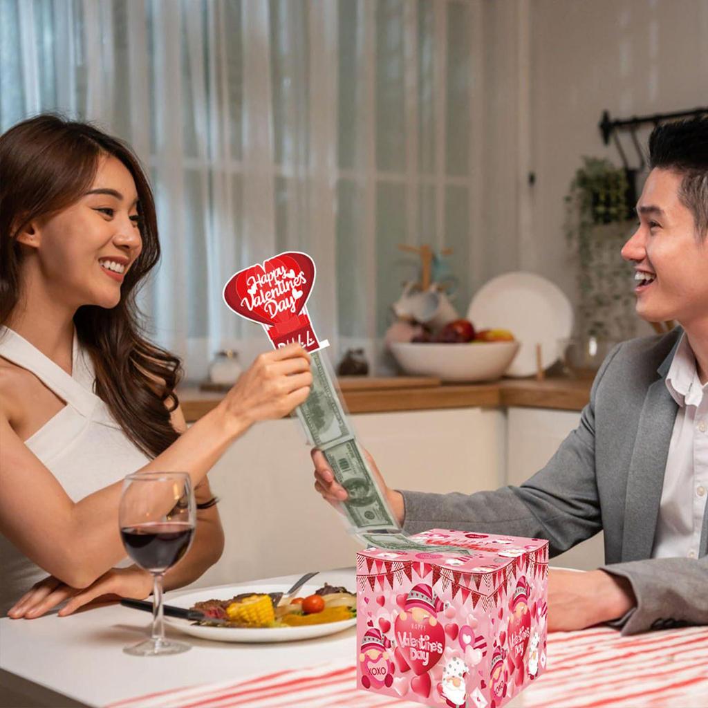 Valentine's Day Surprise Cash Gift Box with Pull-Out Red Envelope