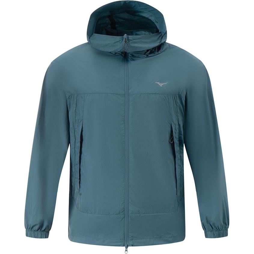 Mizuno Logo Hooded Woven Fashion Versatile Lightweight Breathable Sun Protection Jacket Unisex jackets Cerulean-Blue K2CE53Y223 XXXL