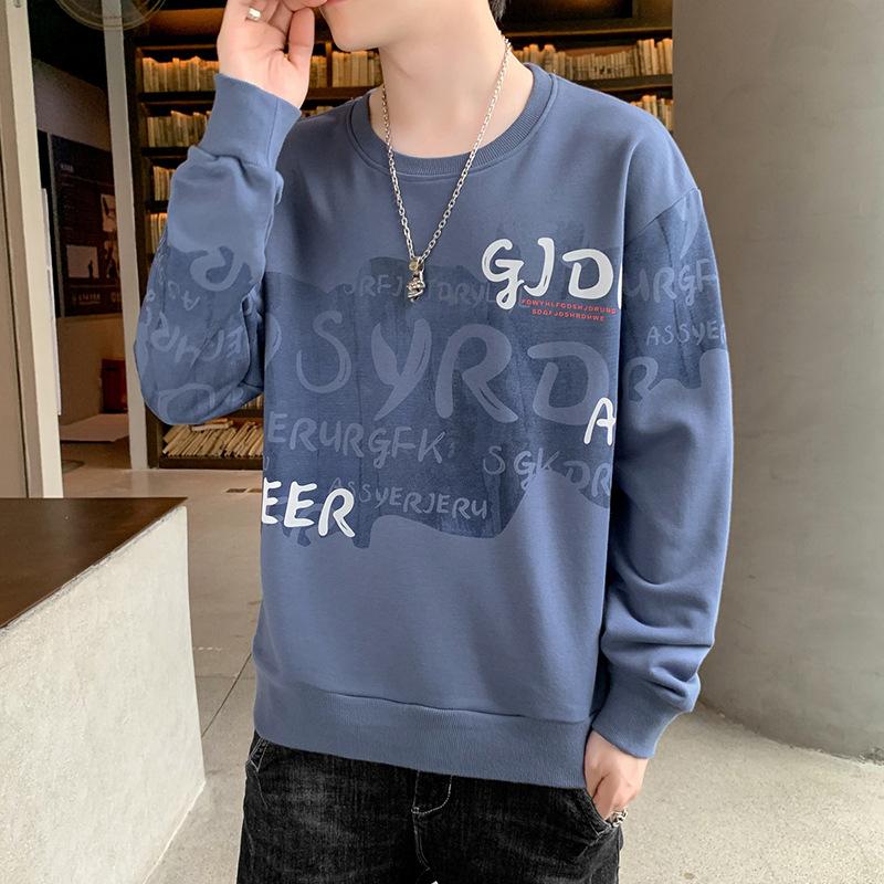 Men's Sweatshirt Spring and Autumn New Pullover Round Neck Printed Sweatshirt Versatile Loose Casual Men's Tops Men's Clothing
