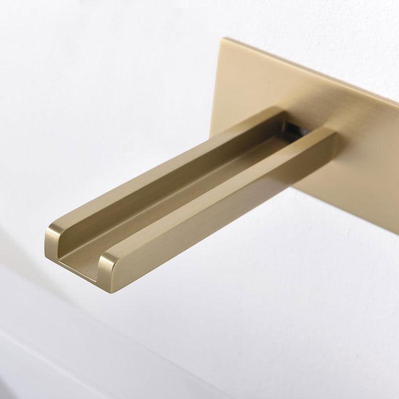 Wall Mounted Basin Faucets Black Bathroom Waterfall Sink Faucets Hot Cold In-wall Mixer Water Tap Brass