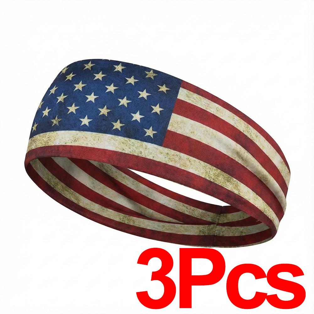 Boho Fitness Headband Flag Print Stretch Hair Band Men Women Anti Slip Sweat Absorbing Yoga Scarf Spring Summer Outdoor