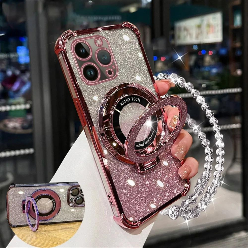 

For Xiaomi Redmi Note 15 14 Pro Plus 14 15 PRO 4G 5G POCO F7 15T 14T Pro Glitter Crystal Bracelet Holder Case Shockproof Cover POCO F6 Pro