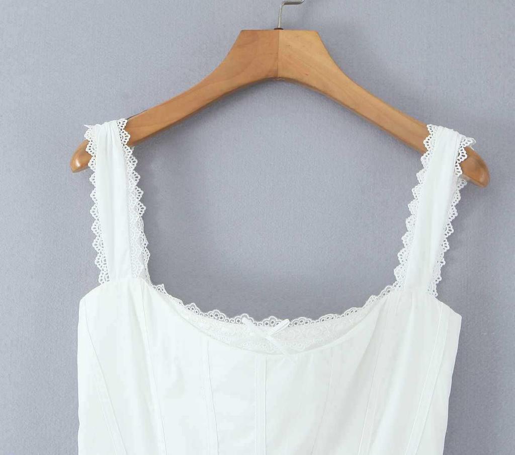 European-American Style Slim White Summer Dress
