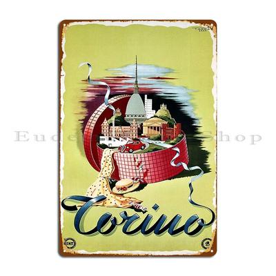 Vintage Italien Italienische Reise Turin Turin Werbung Metallplakette Kino Wandgemälde Charakter Dekoration Wandbild Blechschild Poster