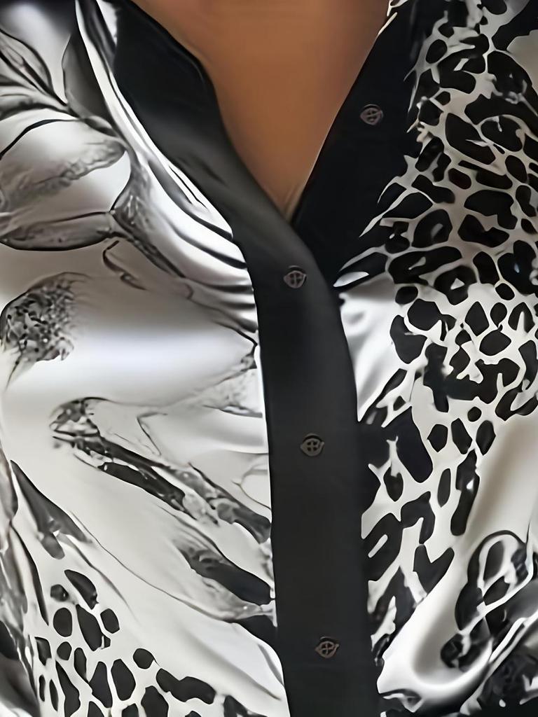 2025 Independent Station Autumn Satin Print Long Sleeve Shirt