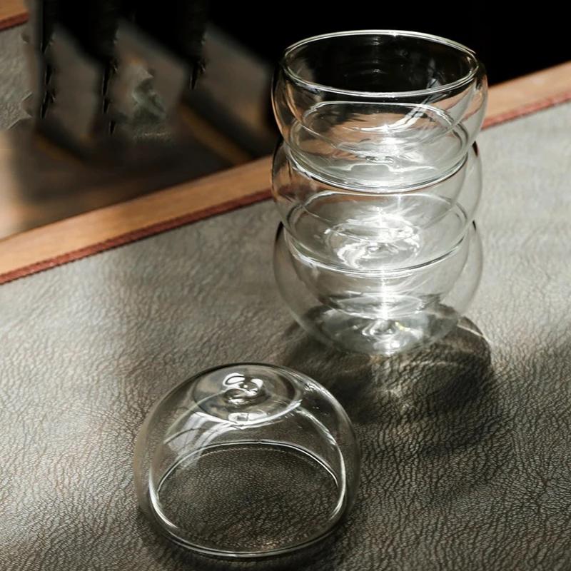 2/6Pcs Double Layer Glass Tea Cup Set Transparent Drinkware Coffee Milk Water Mug Multi-Purpose Brewings Tea Cup Kitchen Tools