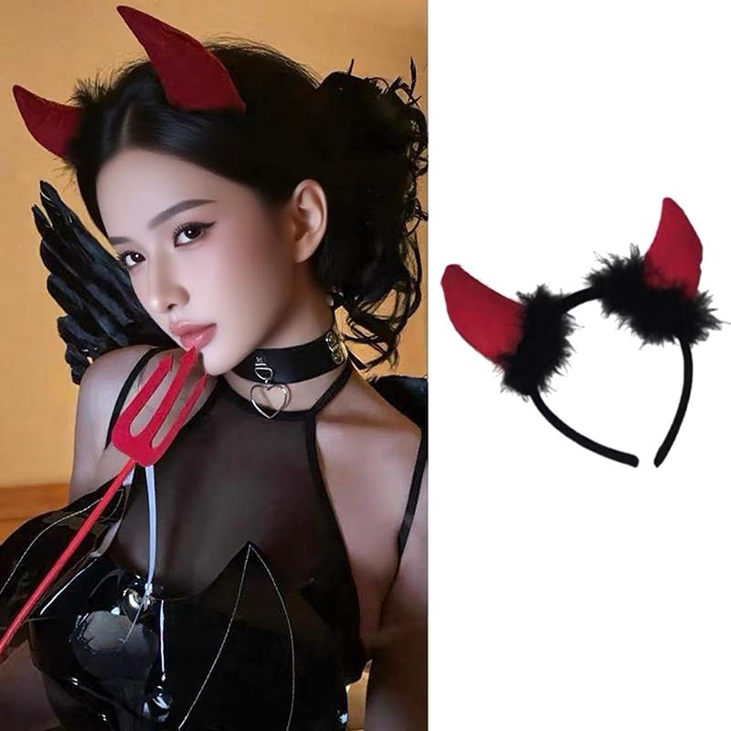 Devil Horn Headband Cartoon Cool Devil Cosplay Photo Props Hair Accessory