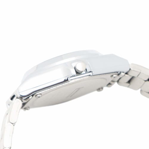 Cue and Cue Watch Analog Solar Waterproof Date Display Metal Band White Dial H061-204 Women's Silver