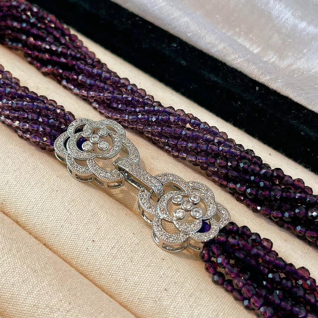 Italienischer Oma-Stil Zehn Schichten Lässige Romantische Retro-Halskette Damen Halskette Nische Künstlicher Amethyst Hals