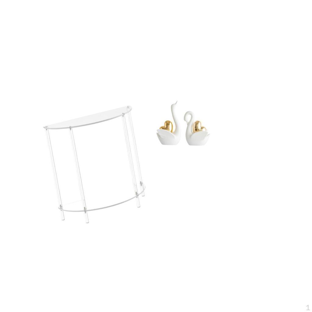 Elegant Acrylic Swan Side Table Set for Small Spaces Modern 2 Tier Nightstand with Artistic Couple