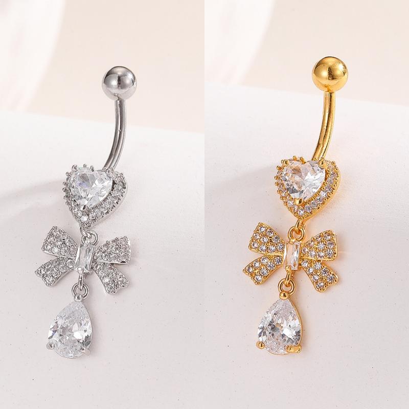 Fashion Zircon Butterfly Belly Button Rings Shiny Crystal Bow Navel Piercing For Women Girls Sexy Belly Ring Beach Jewelry Gifts
