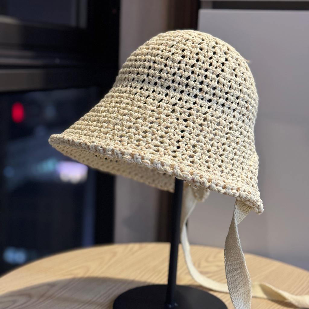 Versatile Retro Lace-up Knitted Fisherman Hat for Women, Autumn Casual New Style, Large Head Circumference, Slit Design, Simple Bucket Hat, Trendy