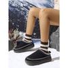 2025 Winter Platform Cotton Slippers Women's Plus Size Muffins Fleece Warm Lace Lazy Toe Slippers