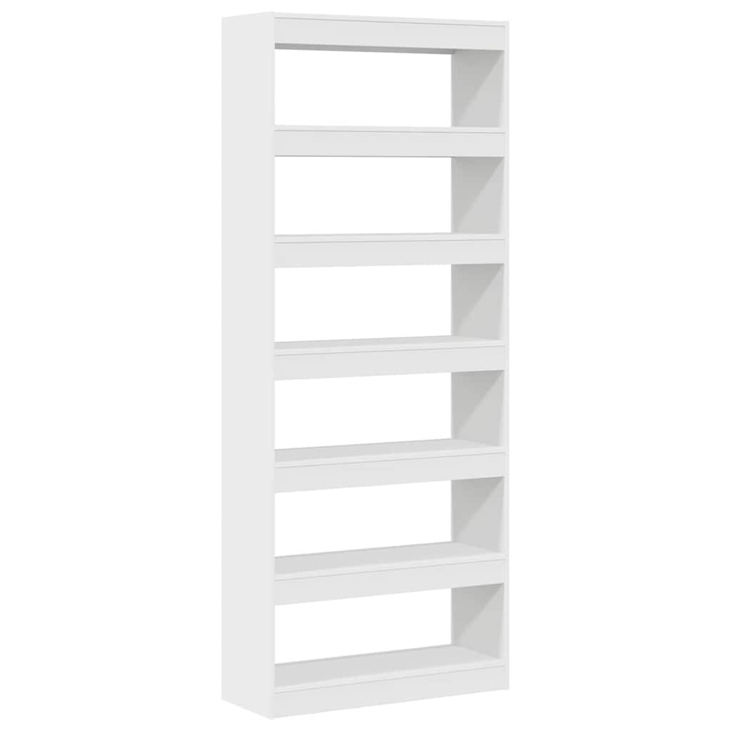 White Bookshelf with Shelves 80 x 30 x 198 cm Engineered Wood