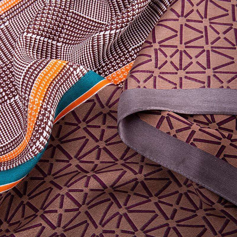 Hengyuanxiang 100% Mulberry Silk Patterned Long Scarf