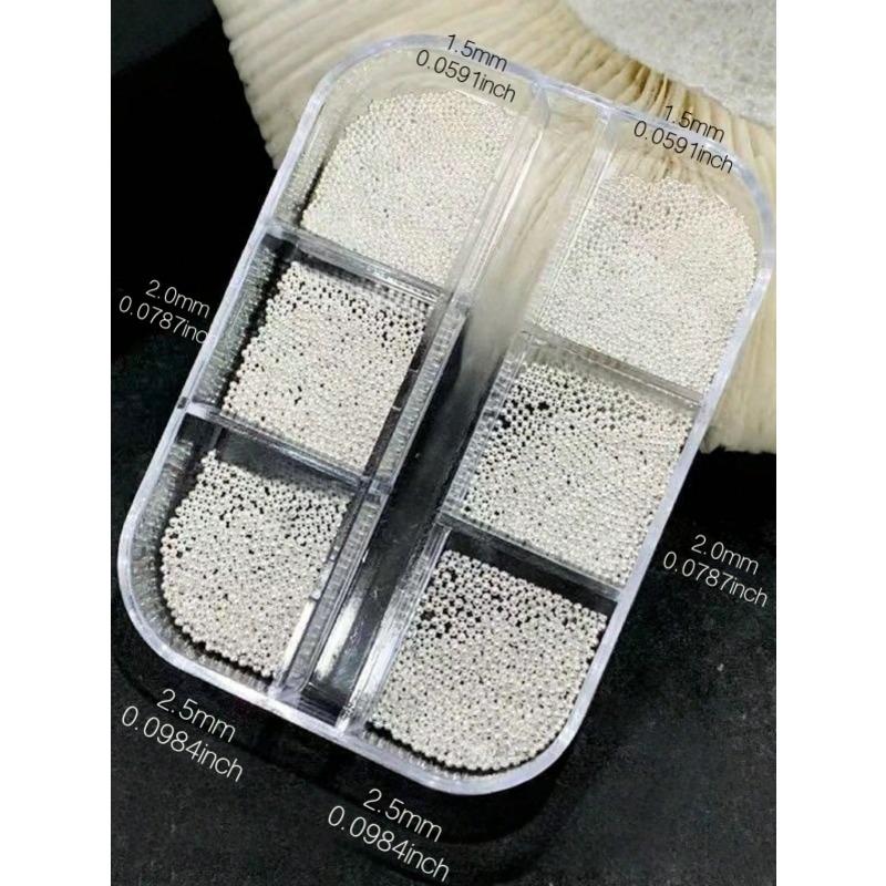 1 Box Nail Parts Half-Round And Full-Round Simulation Pearl And Steel Beads Set Nail Decoration Parts Nails Nail Supplies